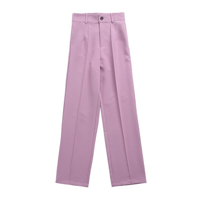 TRAF Straight High Waist Zipper Fly Pants - My She Shop