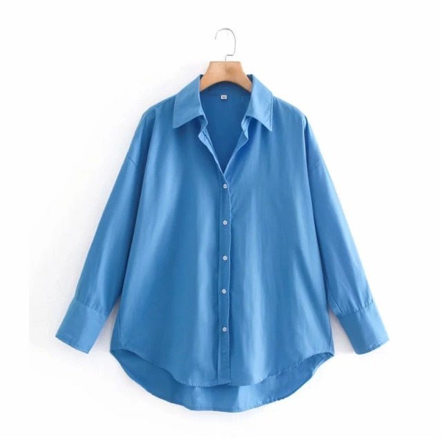 TRAF Top Button Down Turn Down Collared Shirt - My She Shop