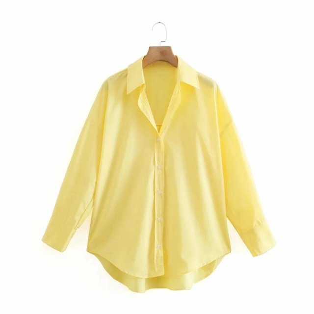 TRAF Top Button Down Turn Down Collared Shirt - My She Shop