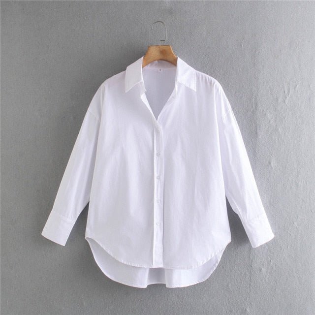 TRAF Top Button Down Turn Down Collared Shirt - My She Shop