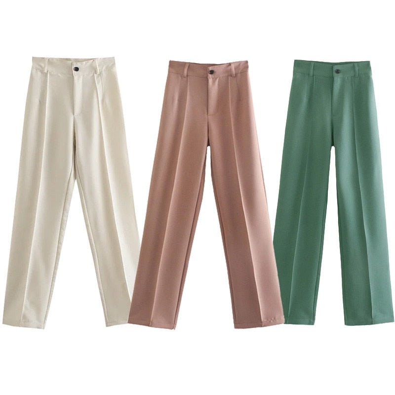 TRAF Trendy High Waist Zipper Fly Pants - My She Shop