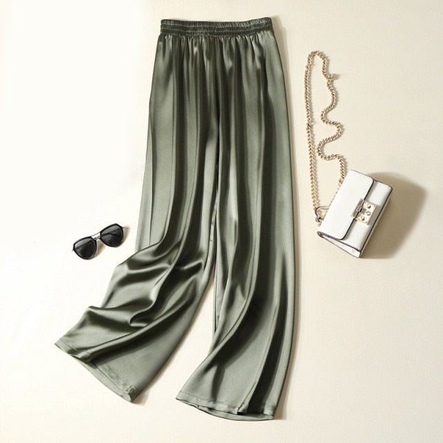 UNIREAL Wonderful Satin Wide-Leg High Elastic Waist Palazzo Style Pants - My She Shop