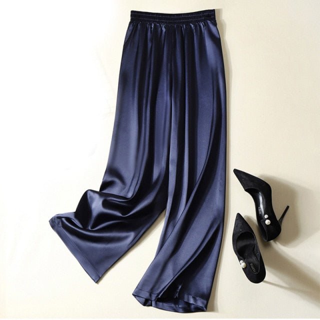 UNIREAL Wonderful Satin Wide-Leg High Elastic Waist Palazzo Style Pants - My She Shop