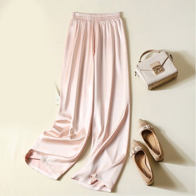 UNIREAL Wonderful Satin Wide-Leg High Elastic Waist Palazzo Style Pants - My She Shop