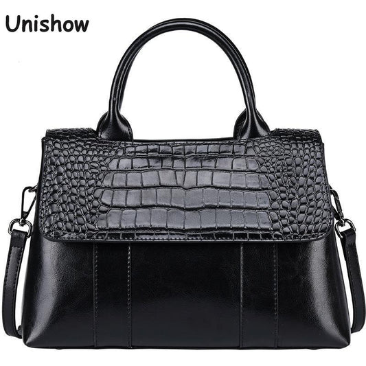 UNISHOW Pattern Split Leather Handbag Shoulder Bag - My She Shop