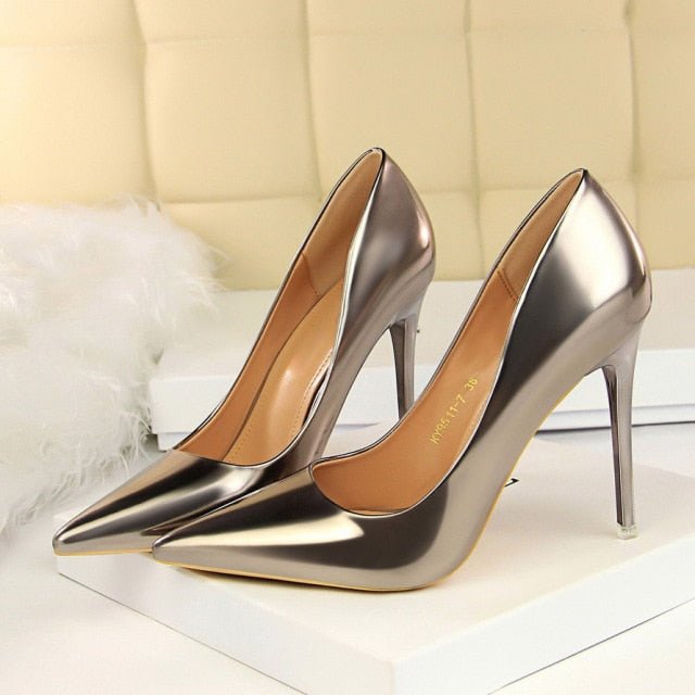 URWORTHIT Faux Leather High Heels Pointed Toe Stiletto Shoes - My She Shop