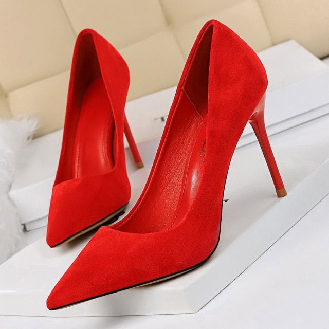 URWORTHIT Stiletto High Heel Suede Shoes - My She Shop