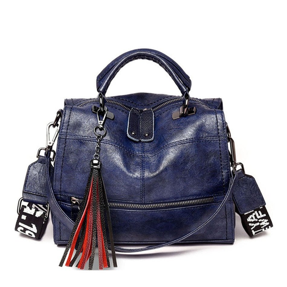 VANDERWAH Leather Messenger Style with Tassels Luxury Shoulder Bag - My She Shop