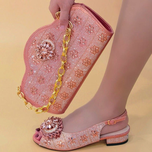 VENUS CHAN Lovely Low Heel Slingback Shoes with Matching Bag - My She Shop