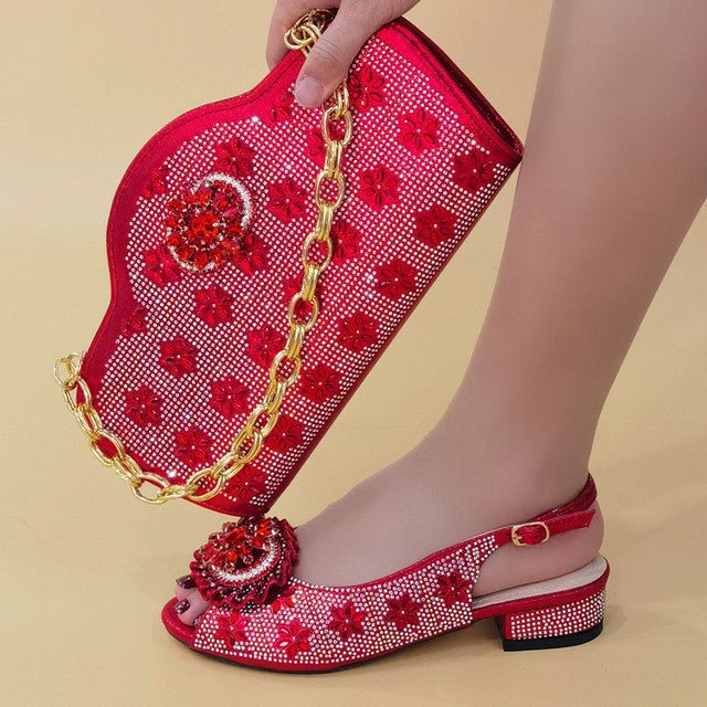 VENUS CHAN Lovely Low Heel Slingback Shoes with Matching Bag - My She Shop