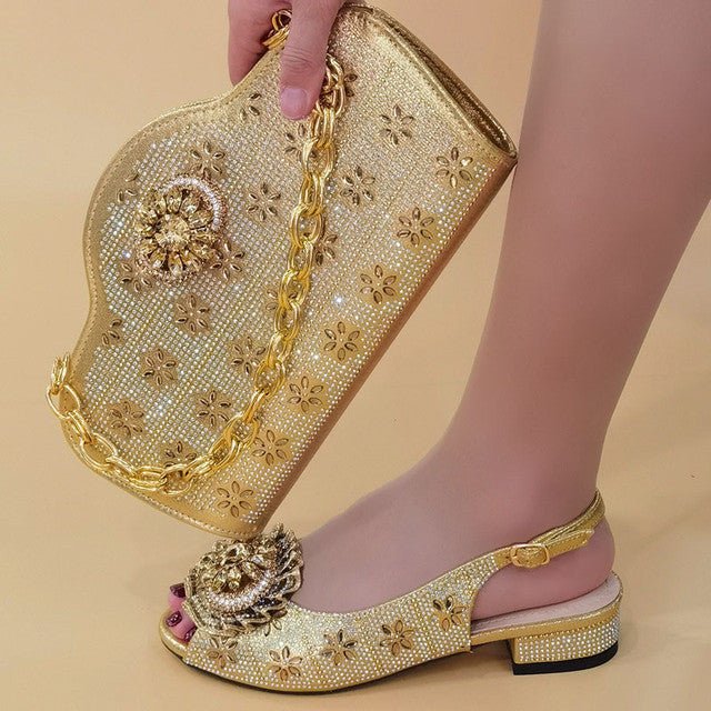 VENUS CHAN Lovely Low Heel Slingback Shoes with Matching Bag - My She Shop