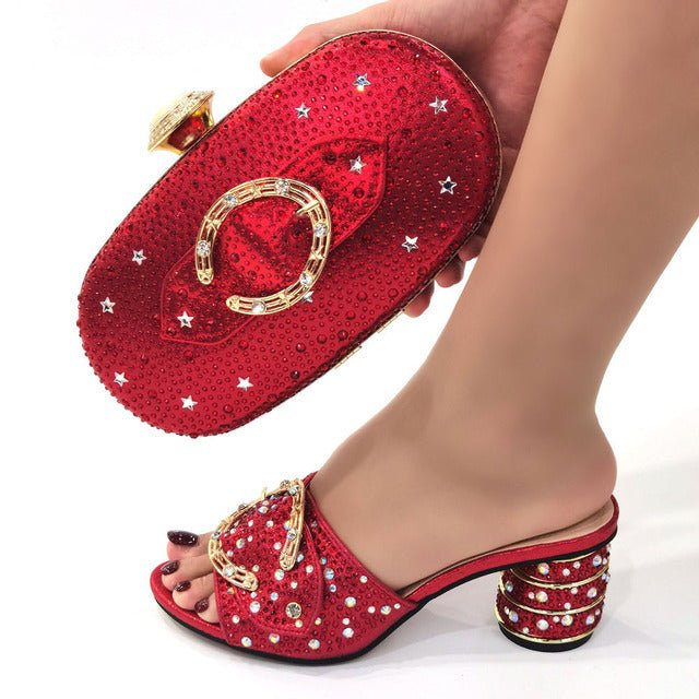 VENUS CHAN Mule Style Bling Slide Shoes with Matching Bag - My She Shop