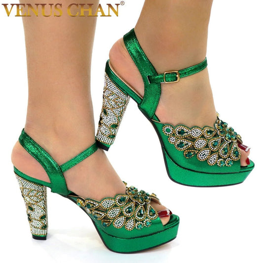 VENUS CHAN Va-Va-Voom Bling Peep Toe Platform Ankle Buckle High Heel Shoes - My She Shop