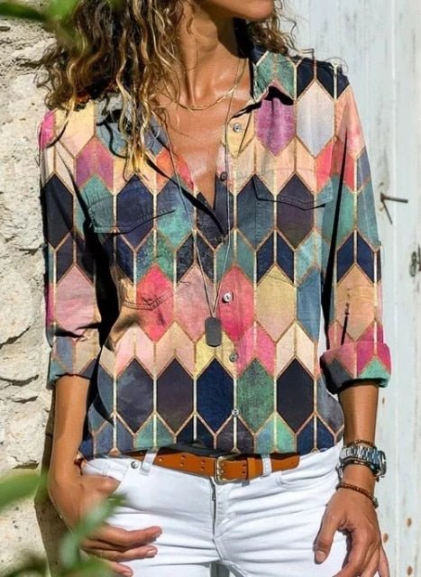 Very Cool and Loose Button Down Plus Size Shirt - My She Shop