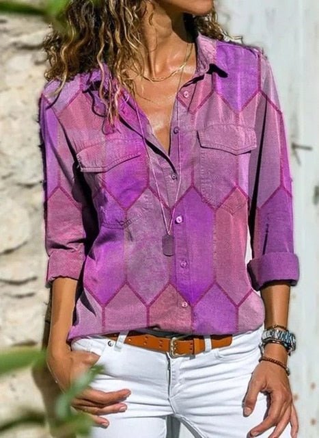 Very Cool and Loose Button Down Plus Size Shirt - My She Shop