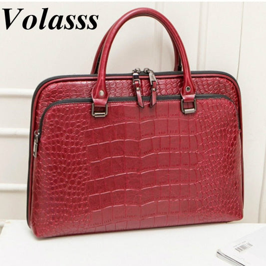 VOLASSS Pattern Leather Handbag Briefcase - My She Shop