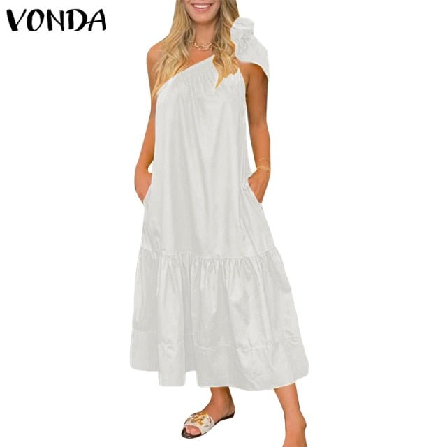 VONDA Vivacious Ruffled One Shoulder with Pocket Dress - My She Shop