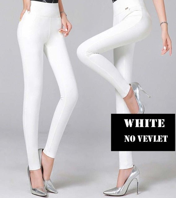 YUKIESUE Classy High Elastic Waste Calf Length or Full Length Pencil Pants - My She Shop