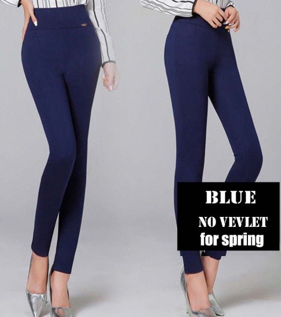 YUKIESUE Classy High Elastic Waste Calf Length or Full Length Pencil Pants - My She Shop