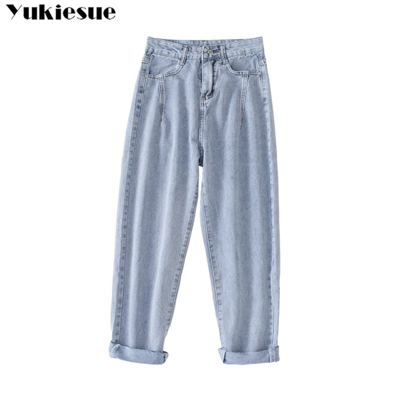 YUKIESUE High Waist Button Fly Cotton Spandex Denim Jean Pants - My She Shop