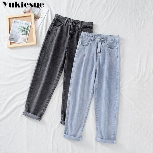 YUKIESUE High Waist Button Fly Cotton Spandex Denim Jean Pants - My She Shop