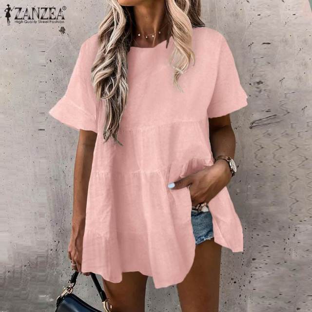 ZANZEA Boho Style 100% Cotton Lace Ruffle Hollow Out V-Neck Blouse - My She Shop