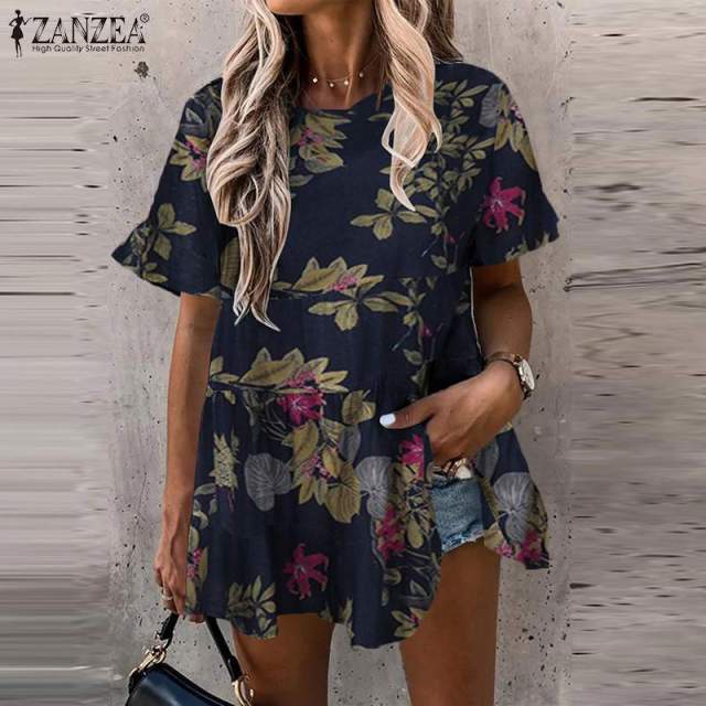 ZANZEA Boho Style 100% Cotton Lace Ruffle Hollow Out V-Neck Blouse - My She Shop