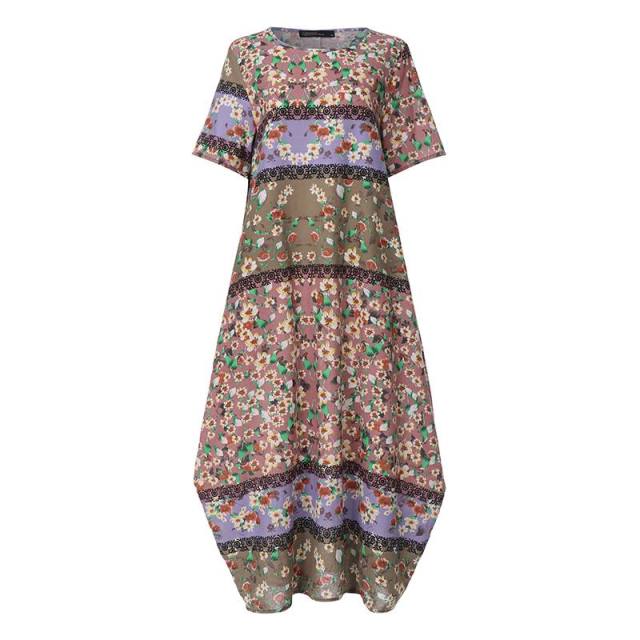 ZANZEA Exquisite Boho Style Short Sleeve Maxi Dress - My She Shop