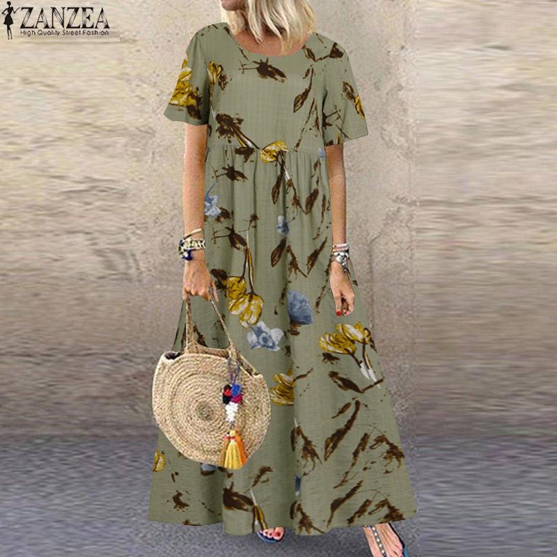 ZANZEA Exquisite Boho Style Short Sleeve Maxi Dress - My She Shop