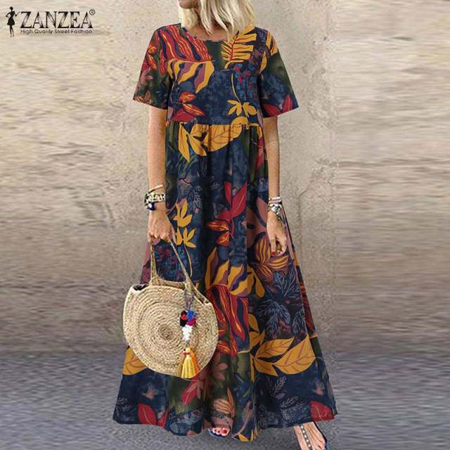 ZANZEA Exquisite Boho Style Short Sleeve Maxi Dress - My She Shop