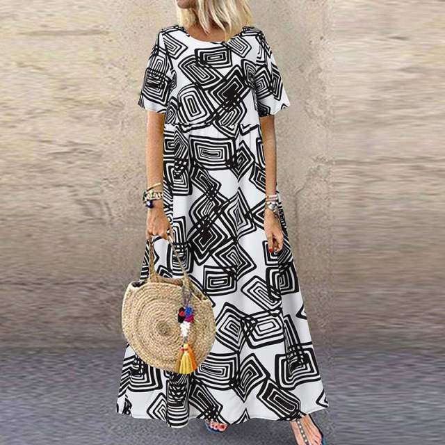 ZANZEA Exquisite Boho Style Short Sleeve Maxi Dress - My She Shop