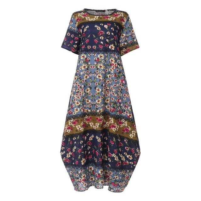 ZANZEA Exquisite Boho Style Short Sleeve Maxi Dress - My She Shop