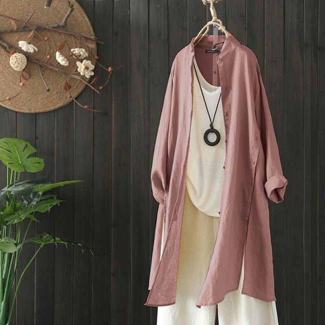 ZANZEA Fantastic Long Sleeve Cotton Shirt Cardigan - My She Shop