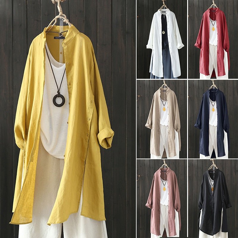 ZANZEA Fantastic Long Sleeve Cotton Shirt Cardigan - My She Shop