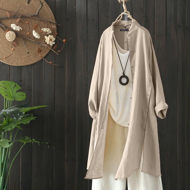 ZANZEA Fantastic Long Sleeve Cotton Shirt Cardigan - My She Shop