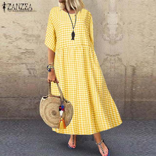 ZANZEA Stylish Vibrant Ankle Length Befree Beach Cruise Dress - My She Shop