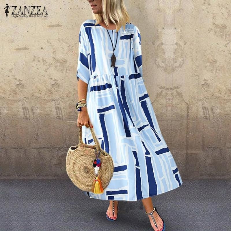 ZANZEA Stylish Vibrant Ankle Length Befree Beach Cruise Dress - My She Shop