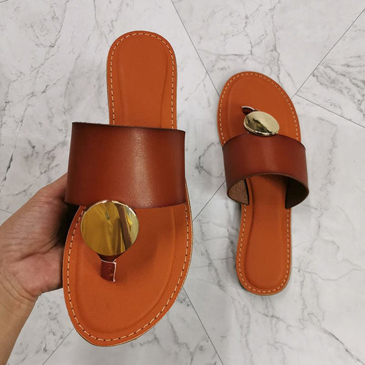 ZONNEBLOEM Leather Slip-On Sandals - My She Shop