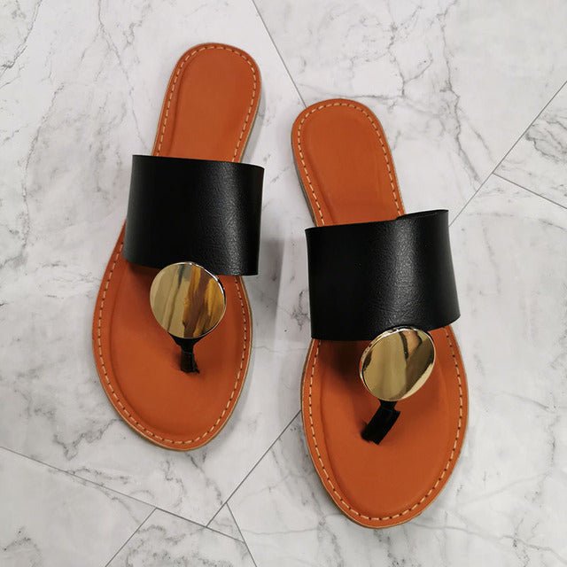 ZONNEBLOEM Leather Slip-On Sandals - My She Shop