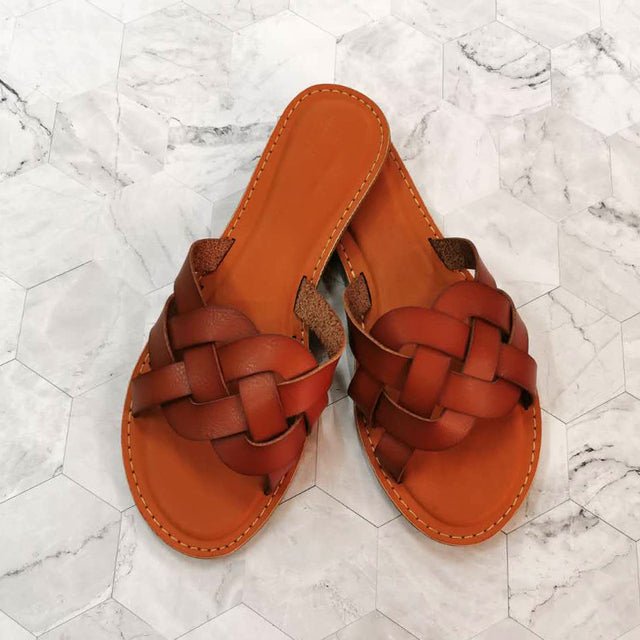 ZONNEBLOEM Leather Slip-On Sandals - My She Shop