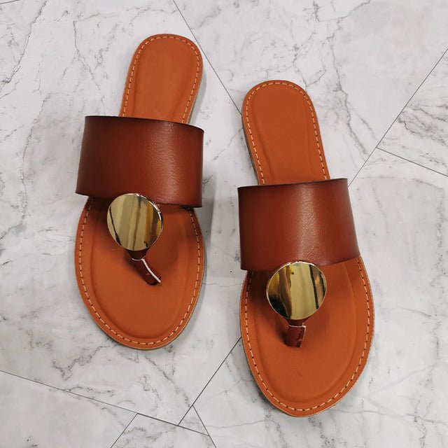 ZONNEBLOEM Leather Slip-On Sandals - My She Shop