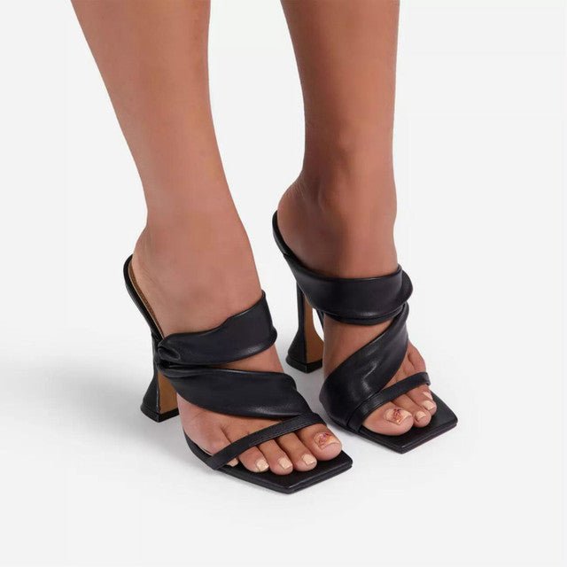 ZONNEBLOEM Ruched Strap Square Top and Heel Sandals - My She Shop